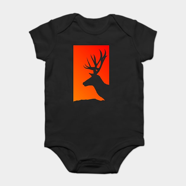 Stag Deer Sunset Silhouette Baby Bodysuit by ballhard